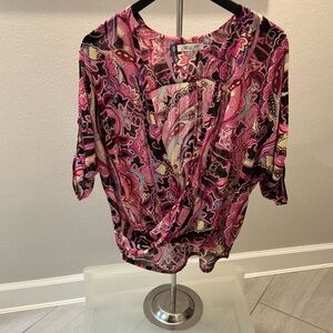 Jennifer Lopez Pink Multicolor Paisley Blouse